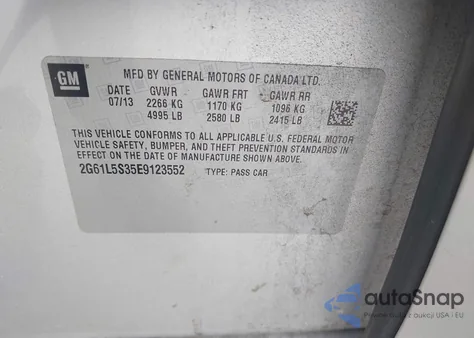 2014 Cadillac Xts Standard z USA, uszkodzony, nr VIN 2G61L5S35E9123552